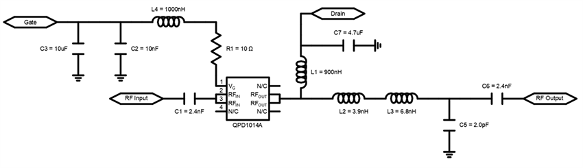 回路図 - Qorvo QPD1014AEVB評価ボード